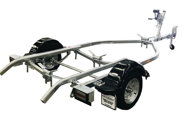 Dunbier Sports Series steel boat trailer with poly or carpet pads built for secure boat transport in Tasmania